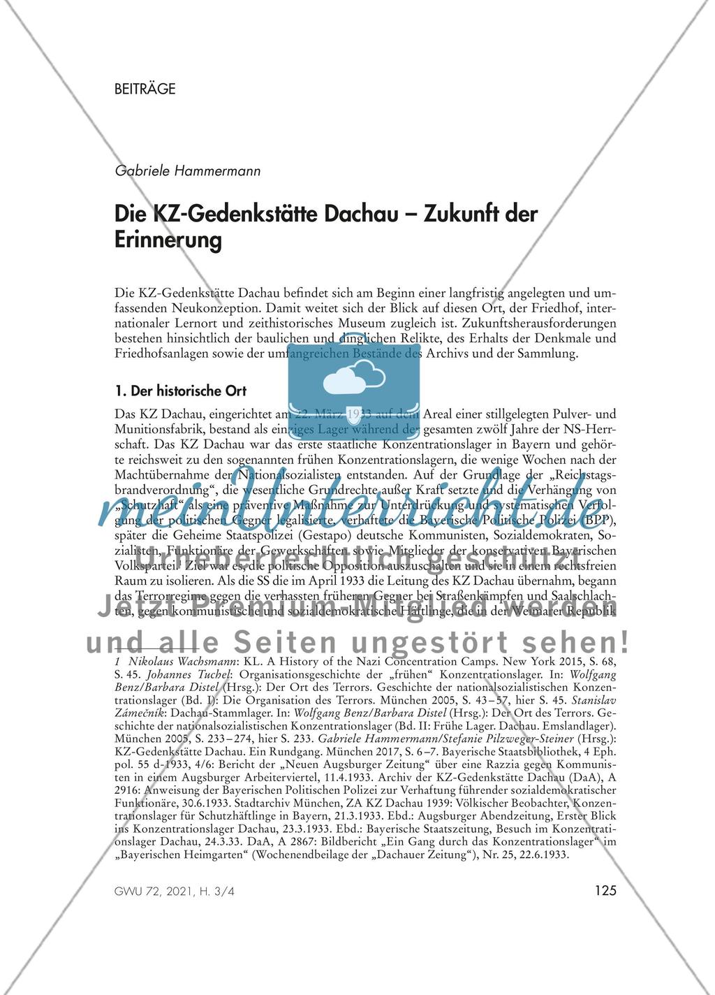 Die KZGedenkstätte Dachau Zukunft der Erinnerung meinUnterricht