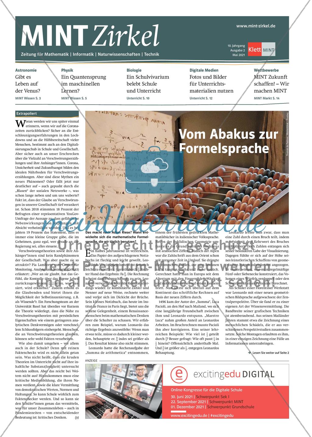 MINT Zirkel - Ausgabe 2, Mai 2021 Preview 1