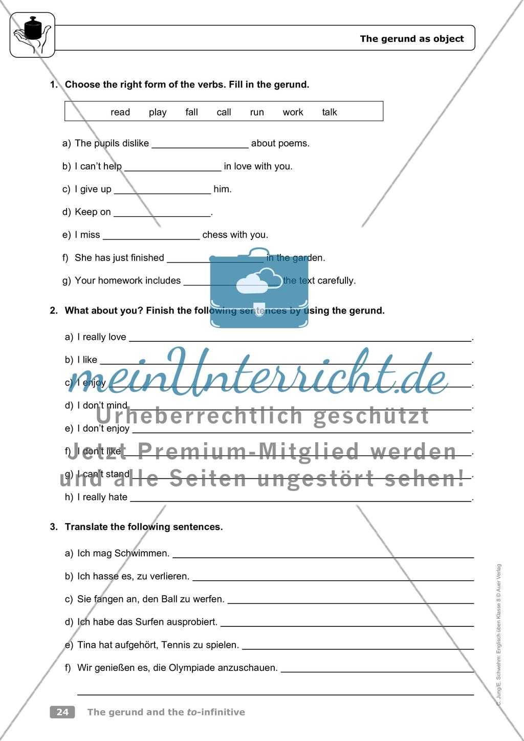 The gerund and the to-infinitive Preview 5