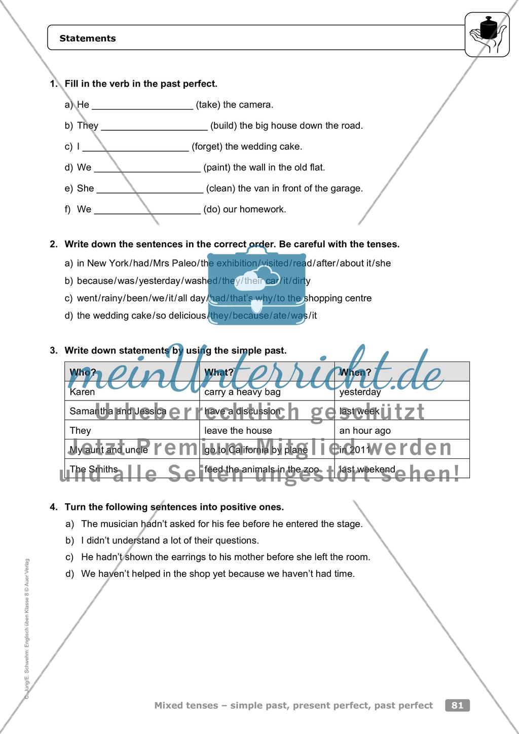 Mixed tenses – simple past, present perfect, past perfect Preview 2
