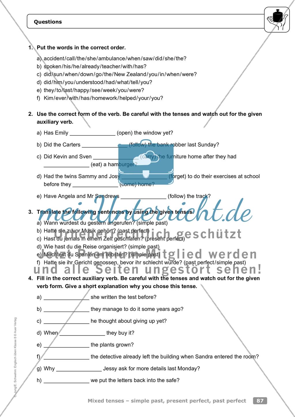 Mixed tenses – simple past, present perfect, past perfect Preview 8