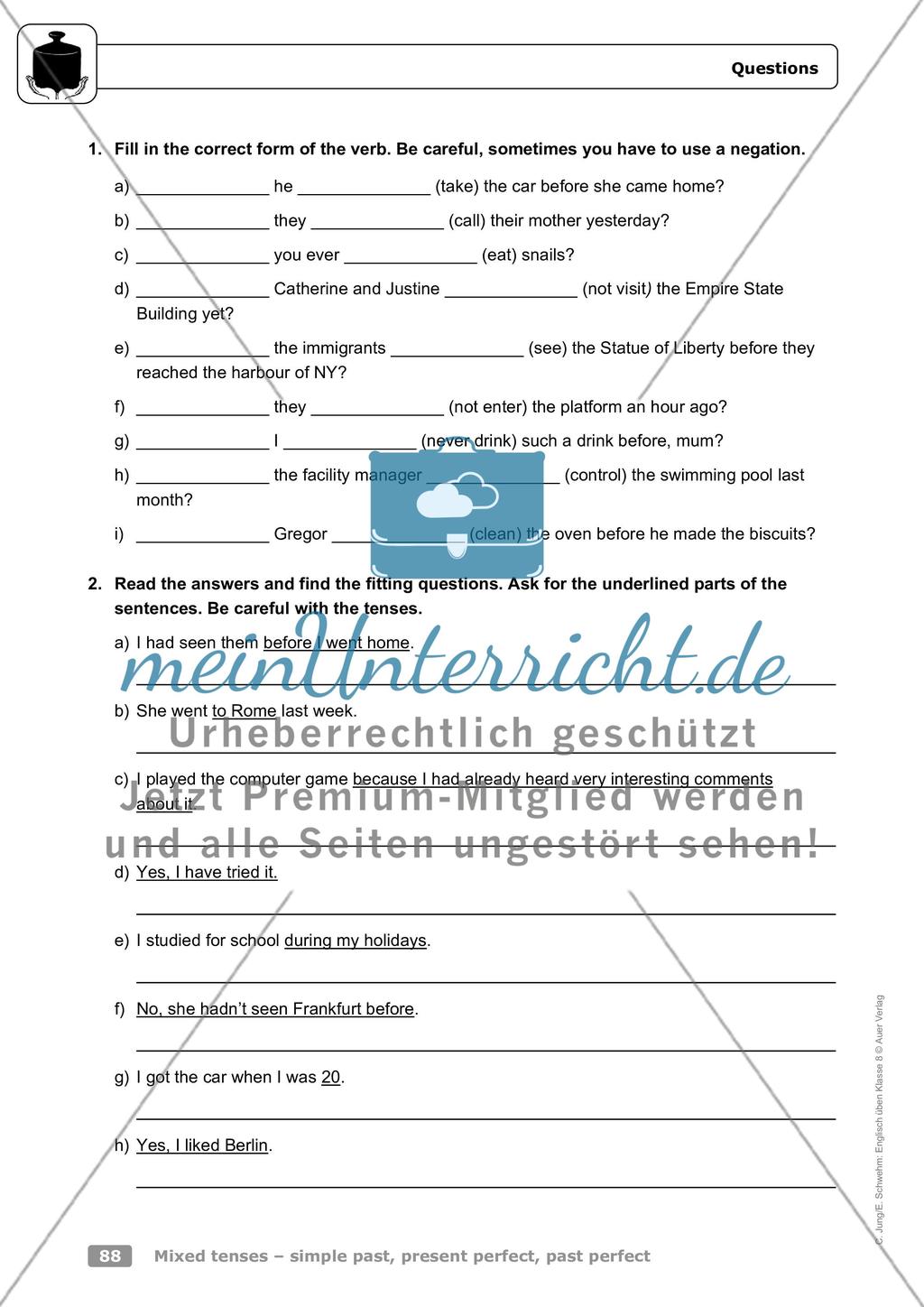 Mixed tenses – simple past, present perfect, past perfect Preview 9