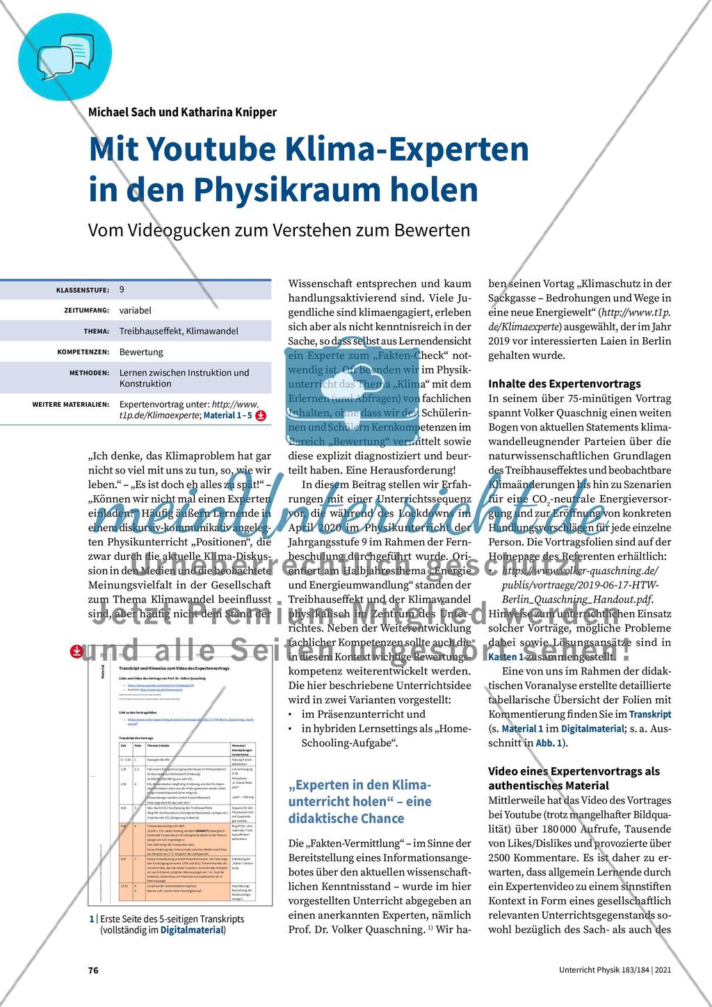 Mit Youtube Klima-Experten in den Physikraum holen Preview 1