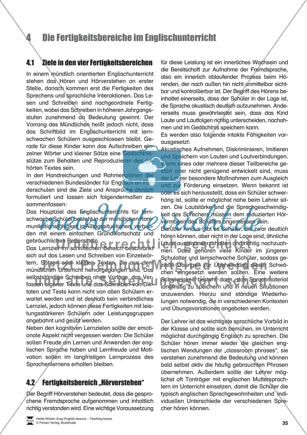 Die Fertigkeitsbereiche im Englischunterricht Preview 1