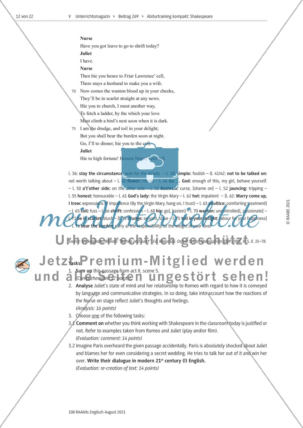 Abiturtraining kompakt: Shakespeare - curse or blessing for young audiences? Preview 12
