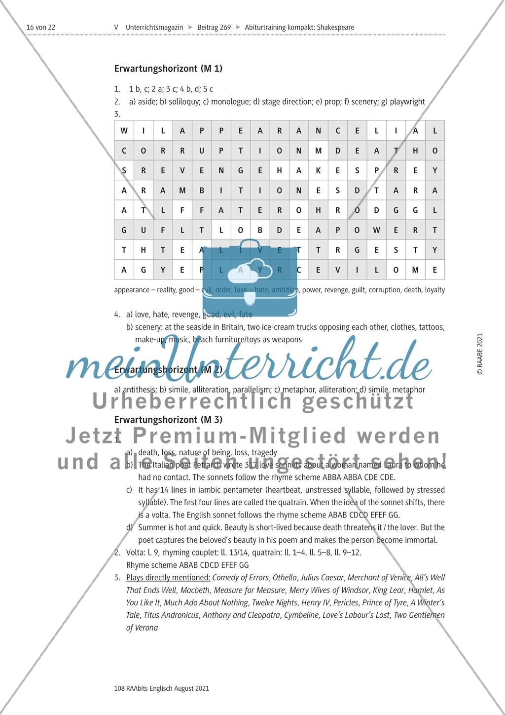 Abiturtraining kompakt: Shakespeare - curse or blessing for young audiences? Preview 16