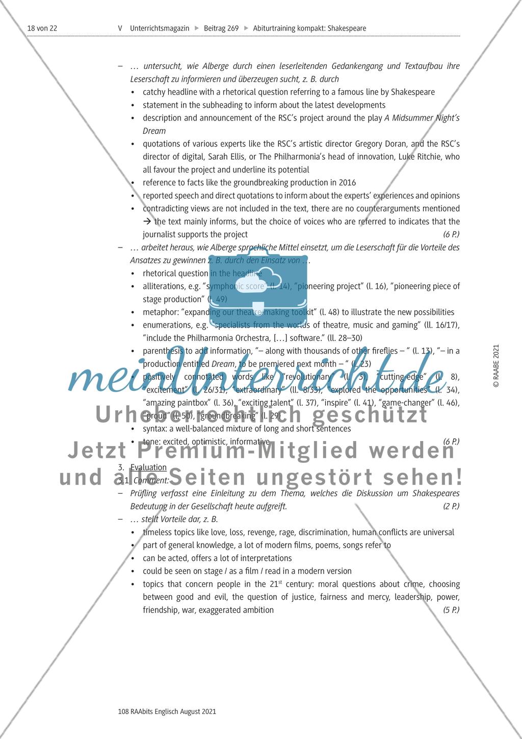 Abiturtraining kompakt: Shakespeare - curse or blessing for young audiences? Preview 18