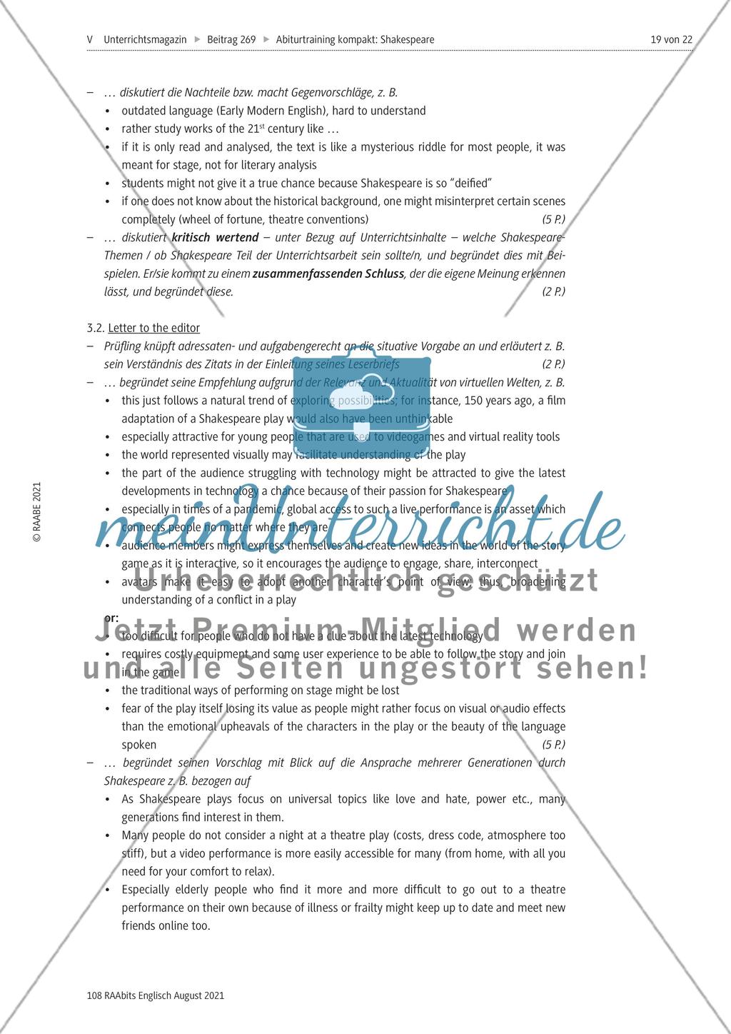 Abiturtraining kompakt: Shakespeare - curse or blessing for young audiences? Preview 19