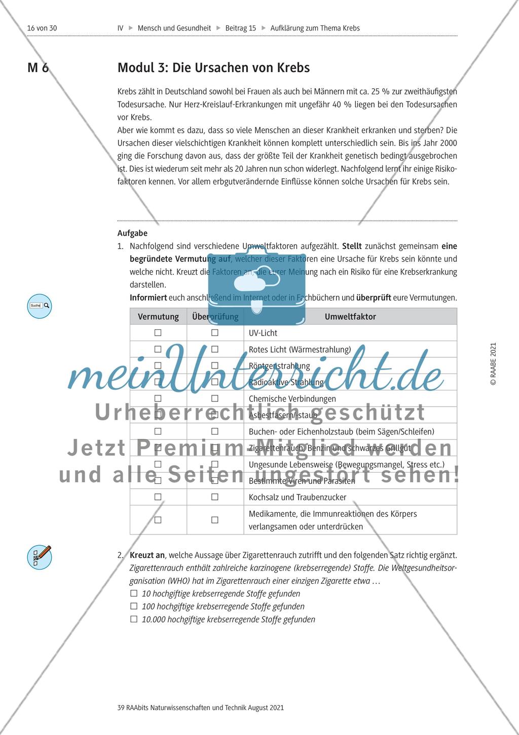 Alles zum Thema Krebs - Stationenlernen Preview 4