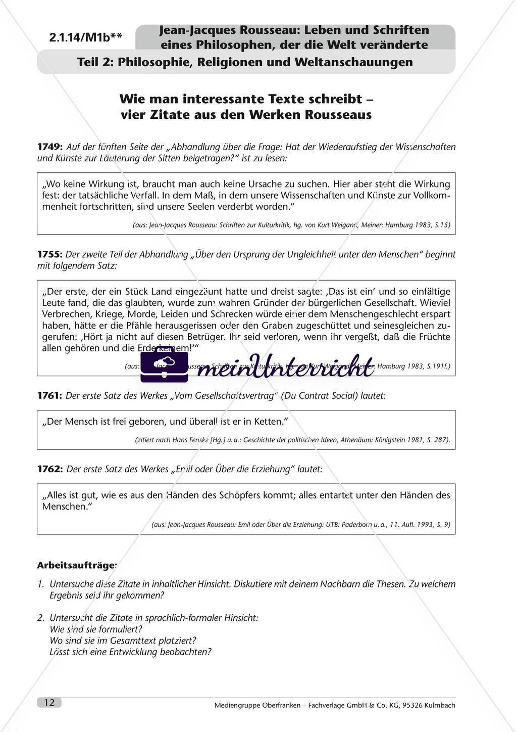 Jean-Jacques Rousseau: Leben und Schriften eines Philosophen, der die Welt veränderte - M1 Preview 2