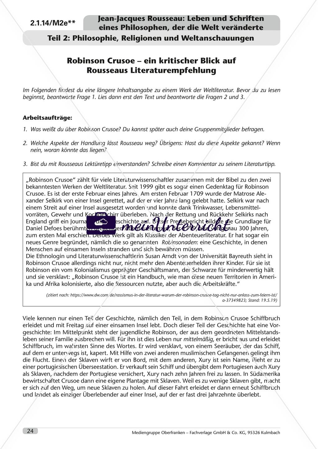 Jean-Jacques Rousseau: Leben und Schriften eines Philosophen, der die Welt veränderte - M2a-M2i Preview 5