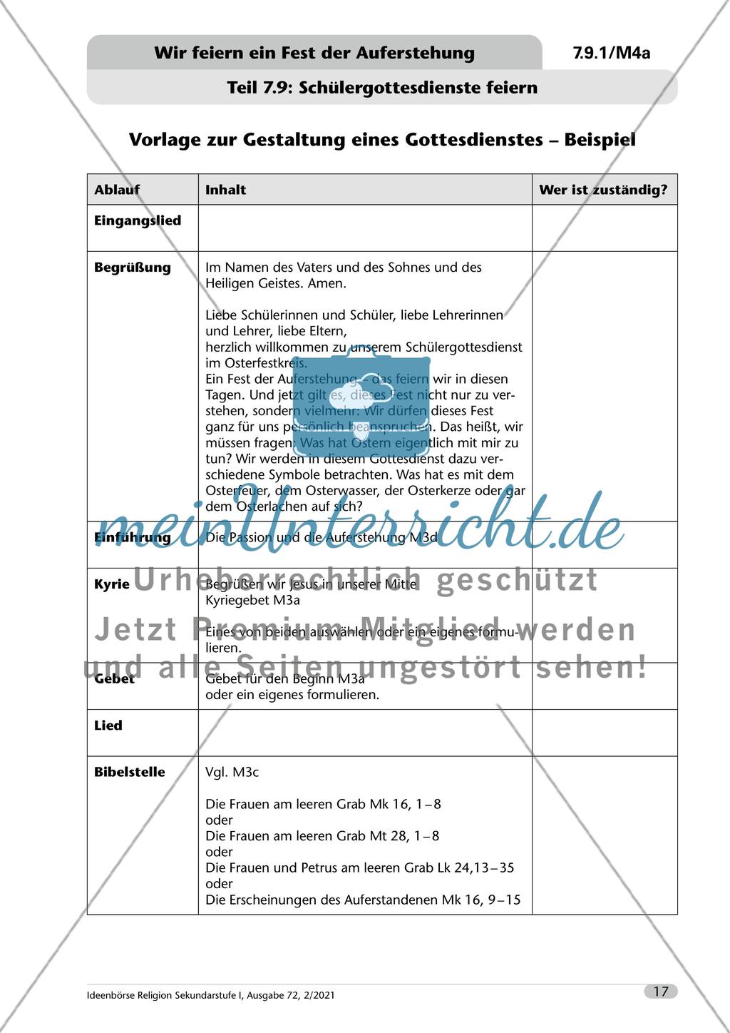 Wir feiern ein Fest der Auferstehung - meinUnterricht