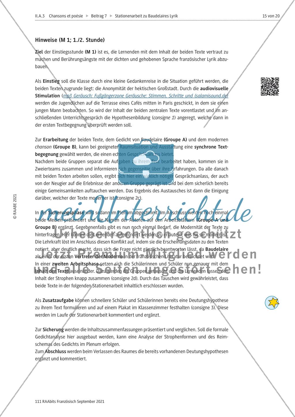 Handlungs- und produktionsorientierte Stationenarbeit zur Lyrik Baudelaires Preview 10