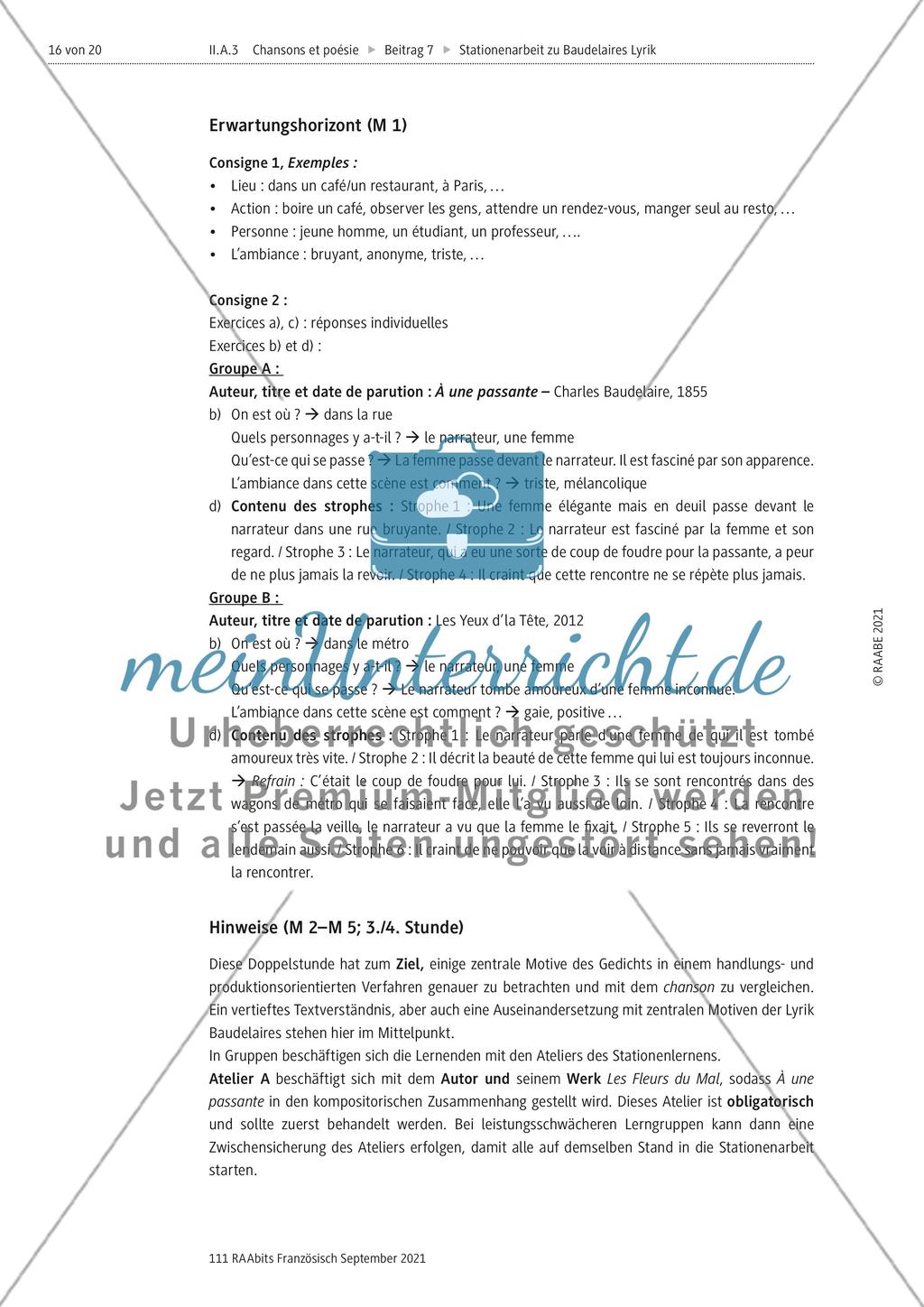 Handlungs- und produktionsorientierte Stationenarbeit zur Lyrik Baudelaires Preview 11