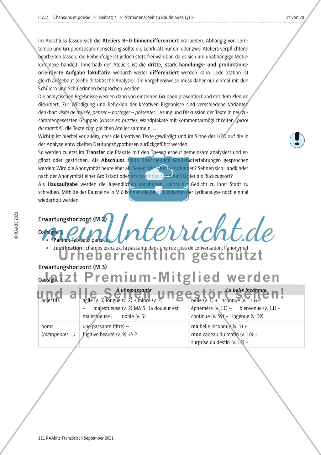 Handlungs- und produktionsorientierte Stationenarbeit zur Lyrik Baudelaires Preview 12