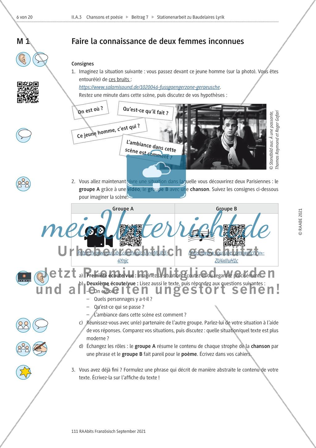 Handlungs- und produktionsorientierte Stationenarbeit zur Lyrik Baudelaires Preview 1