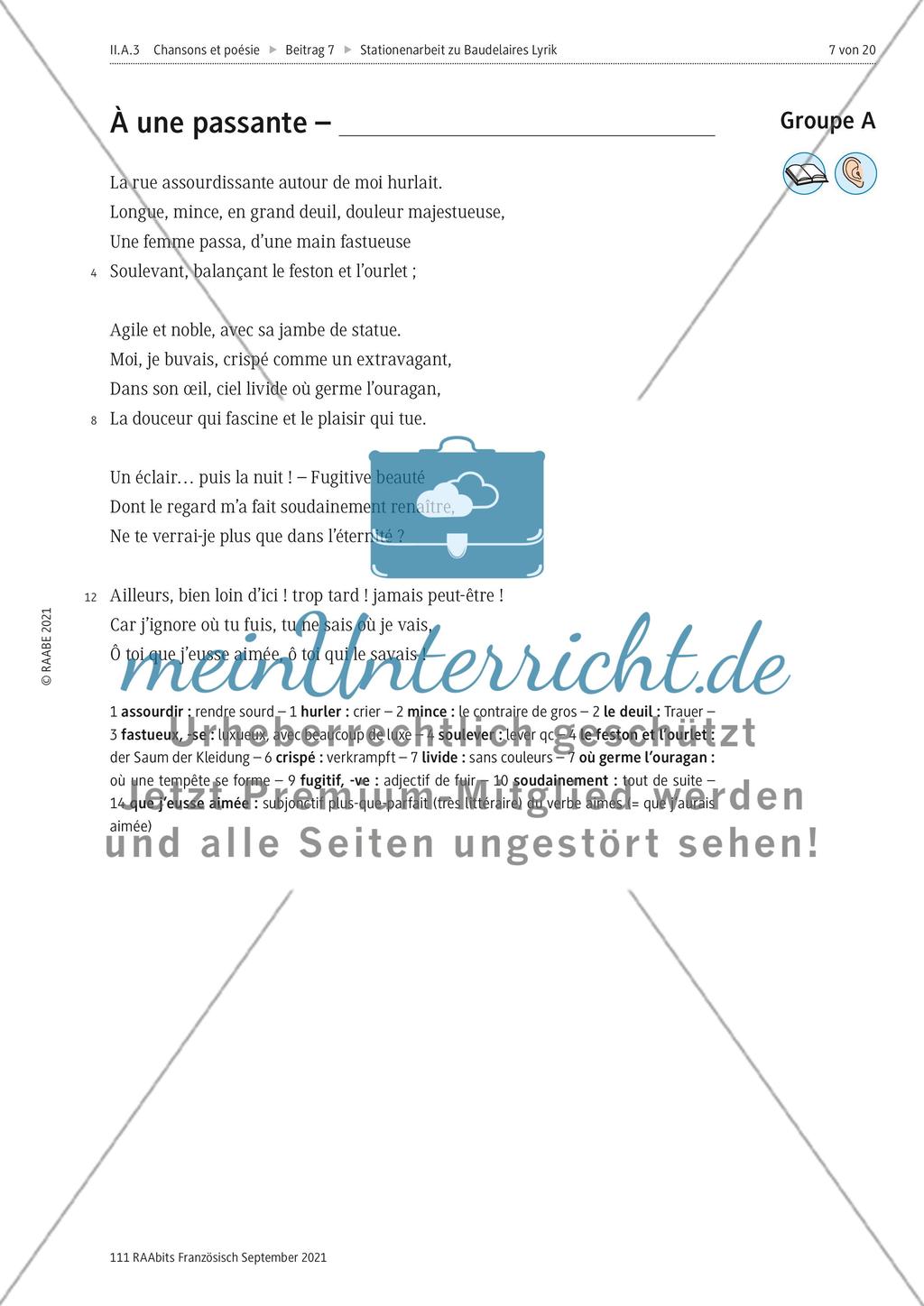 Handlungs- und produktionsorientierte Stationenarbeit zur Lyrik Baudelaires Preview 2