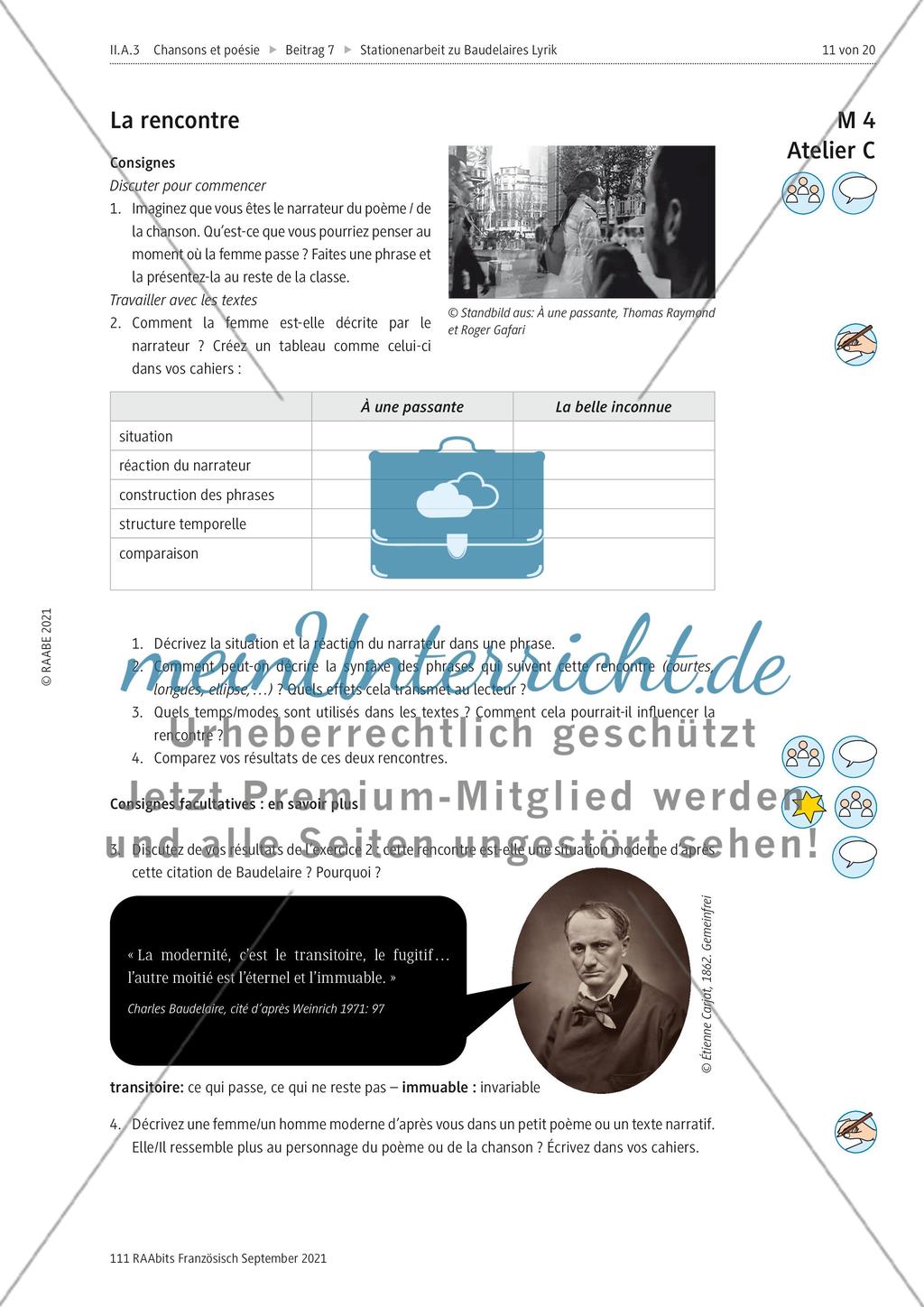 Handlungs- und produktionsorientierte Stationenarbeit zur Lyrik Baudelaires Preview 6