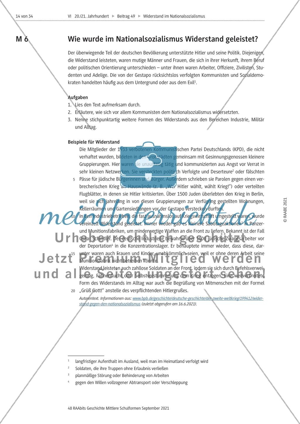 Wie wurde im Nationalsozialismus Widerstand geleistet? Preview 2