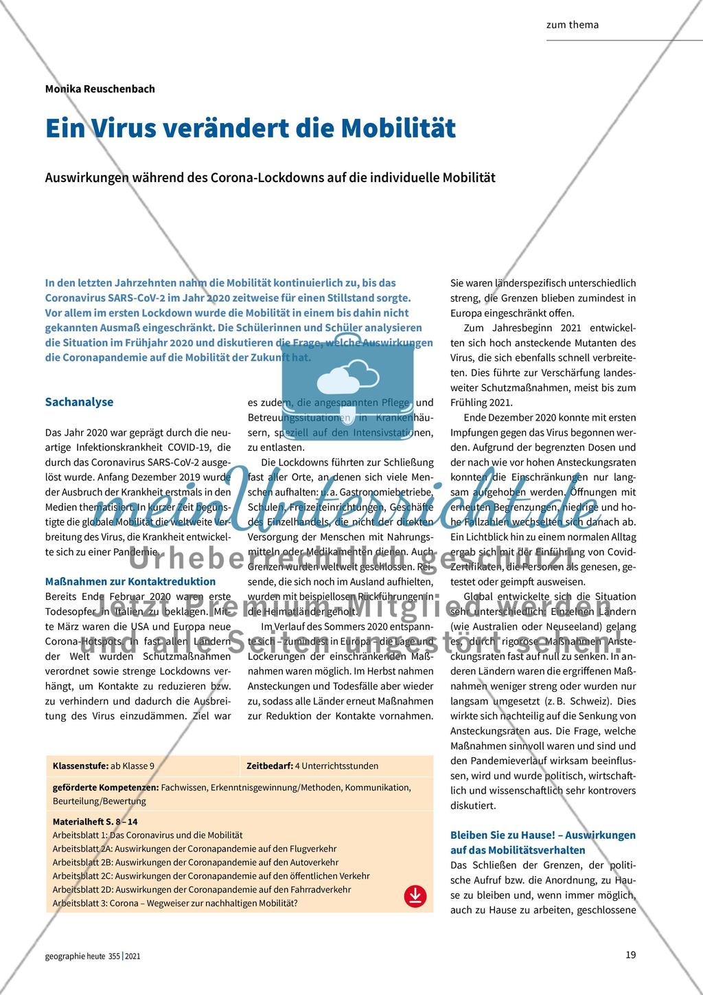 Ein Virus verändert die Mobilität Preview 1