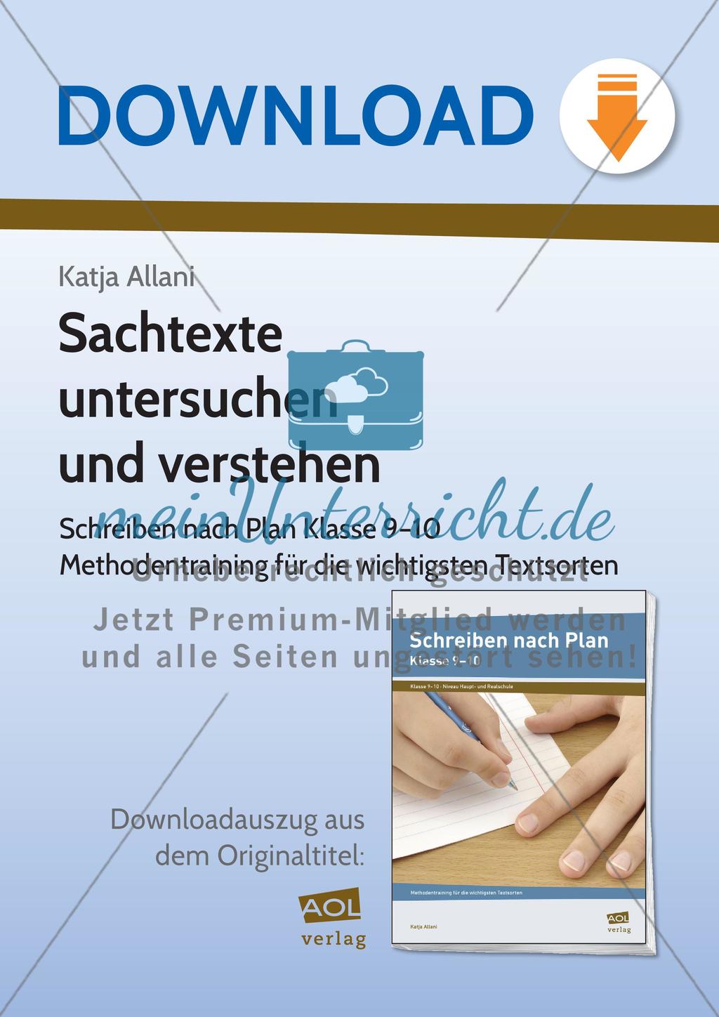 Sachtexte untersuchen und verstehen Preview 1