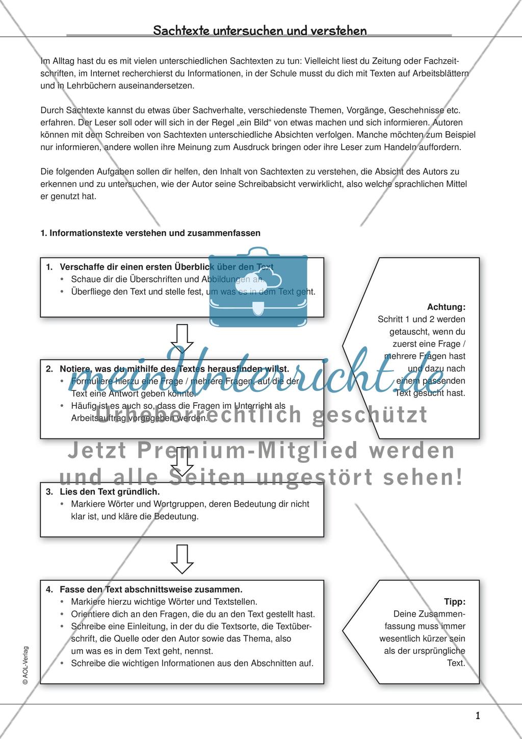 Sachtexte untersuchen und verstehen Preview 3