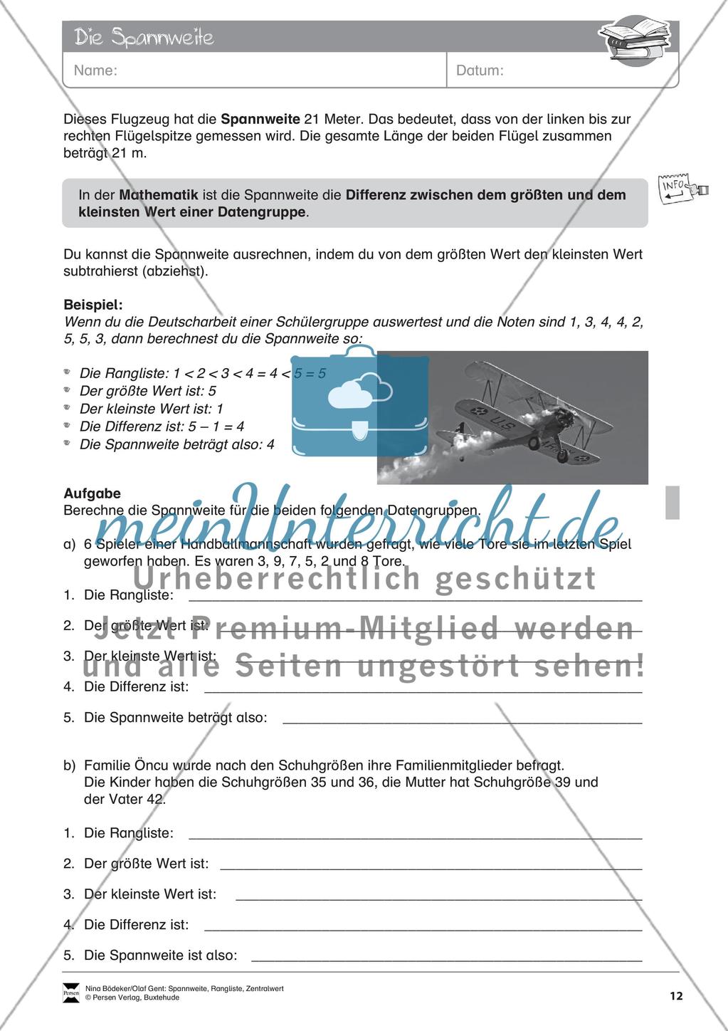 Spannweite, Rangliste, Zentralwert Preview 14