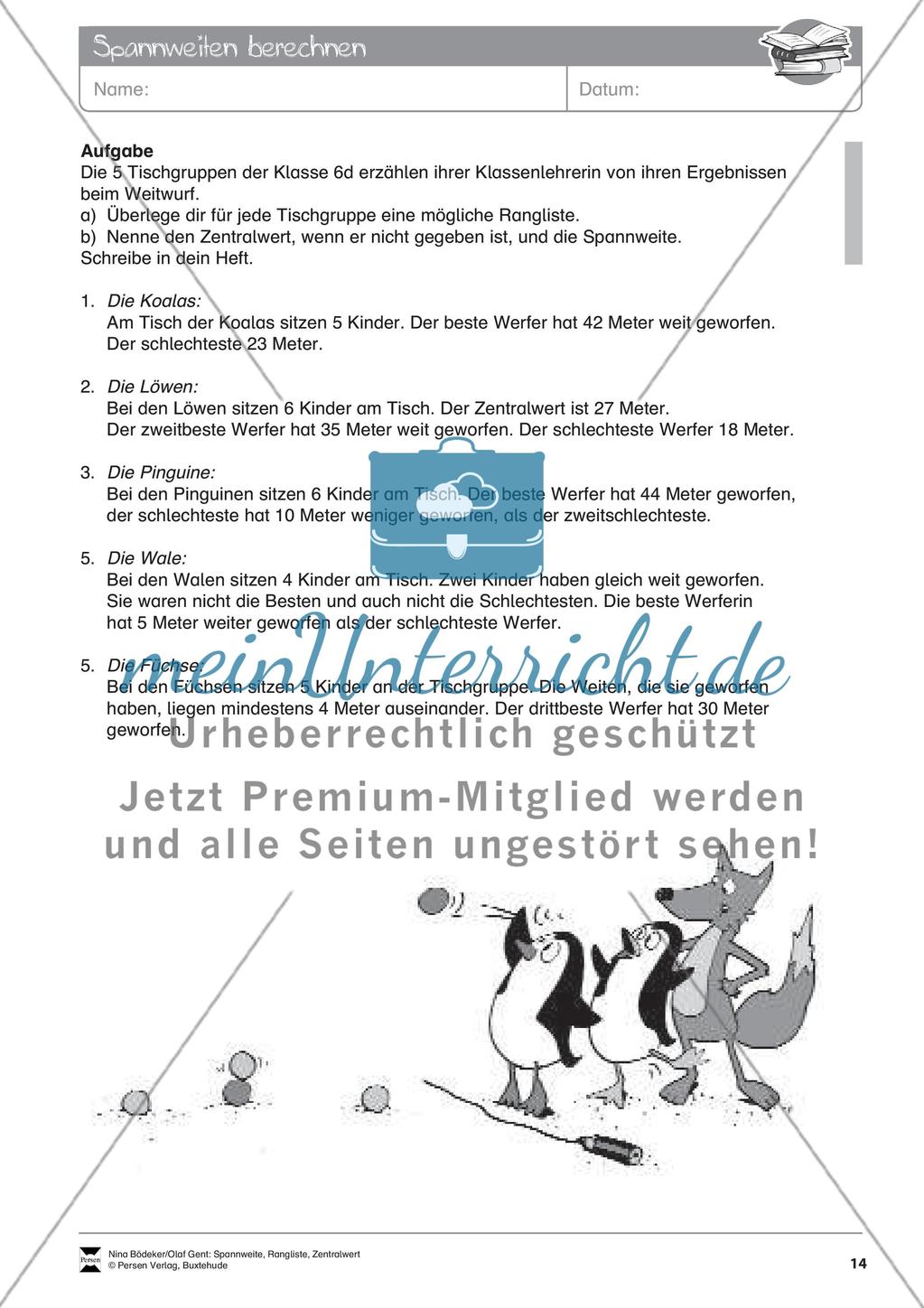 Spannweite, Rangliste, Zentralwert Preview 16