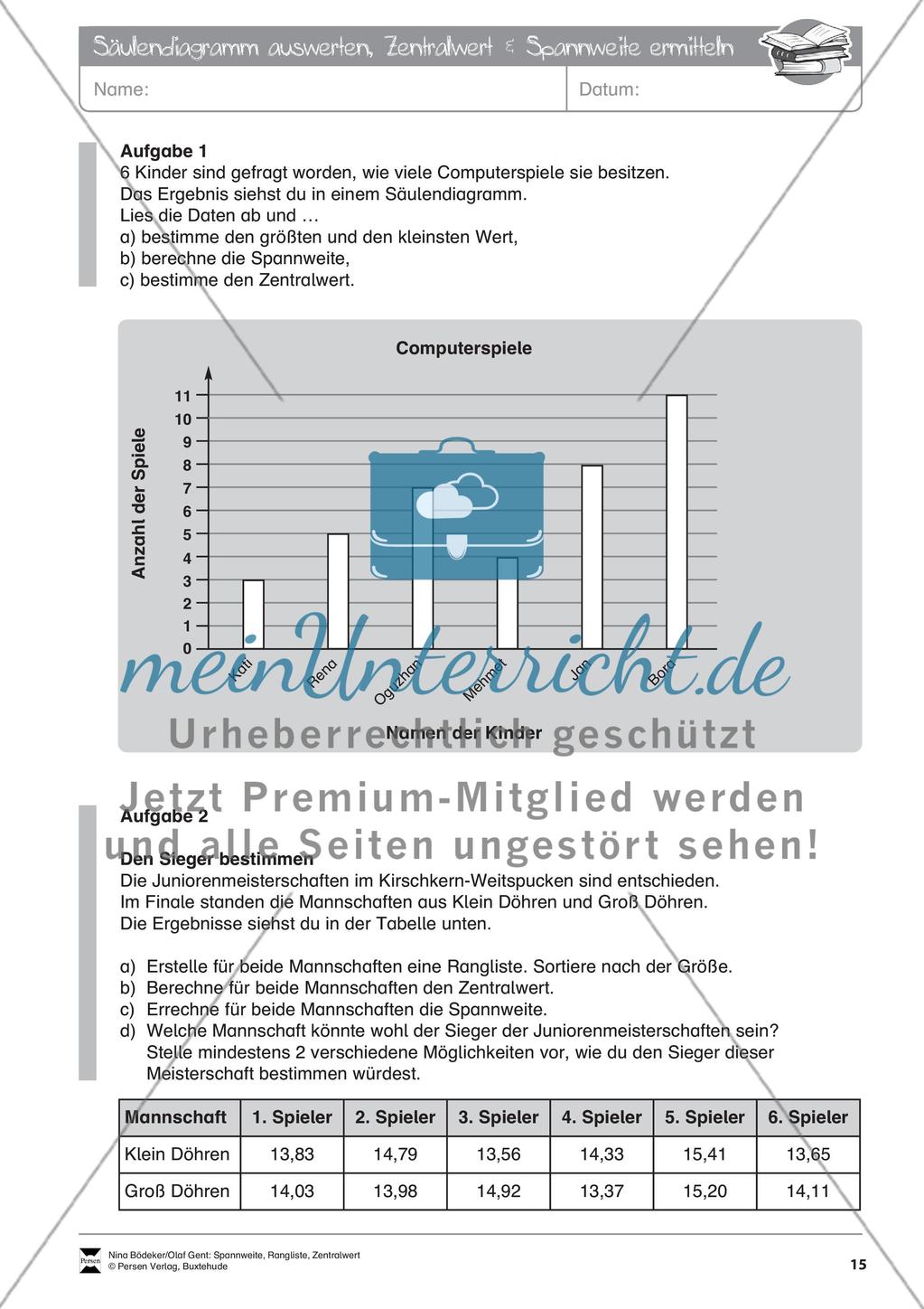 Spannweite, Rangliste, Zentralwert Preview 17
