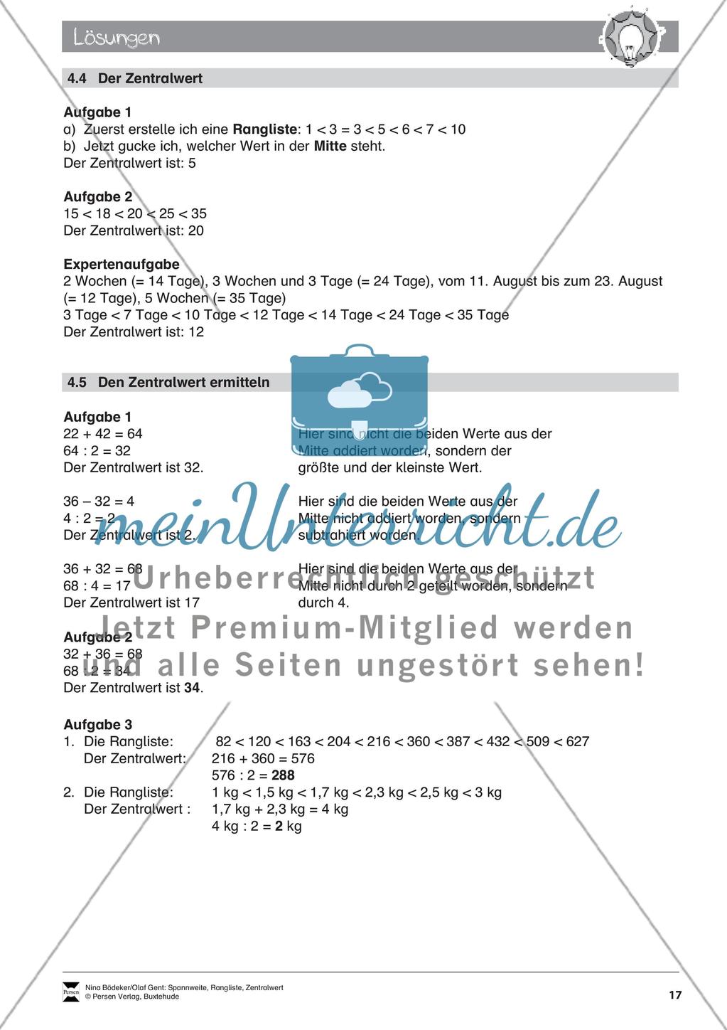 Spannweite, Rangliste, Zentralwert Preview 19