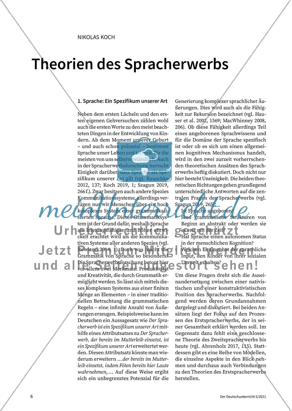 Theorien des Spracherwerbs Preview 1