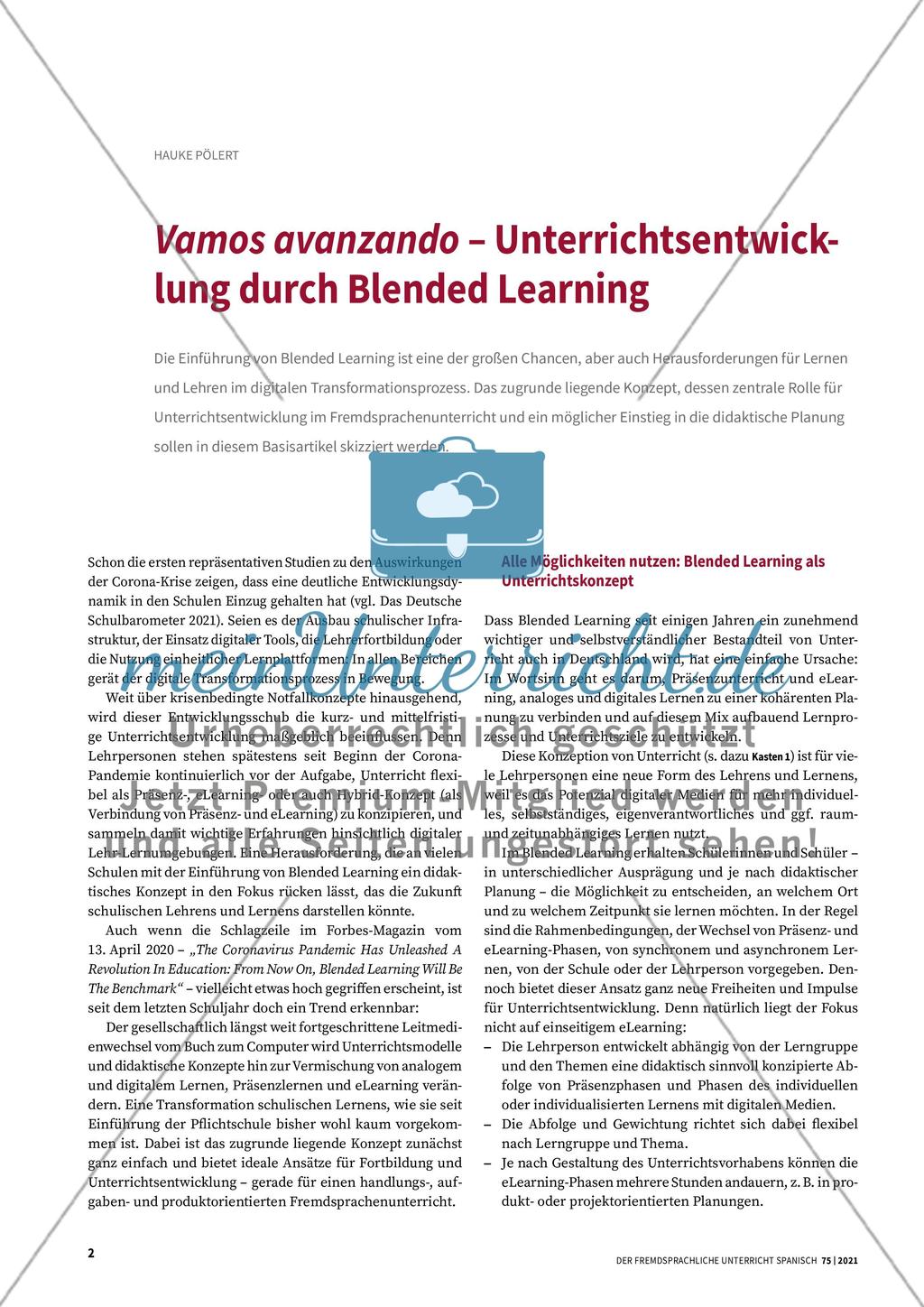 Vamos avanzando - Unterrichtsentwicklung durch Blended Learning Preview 1