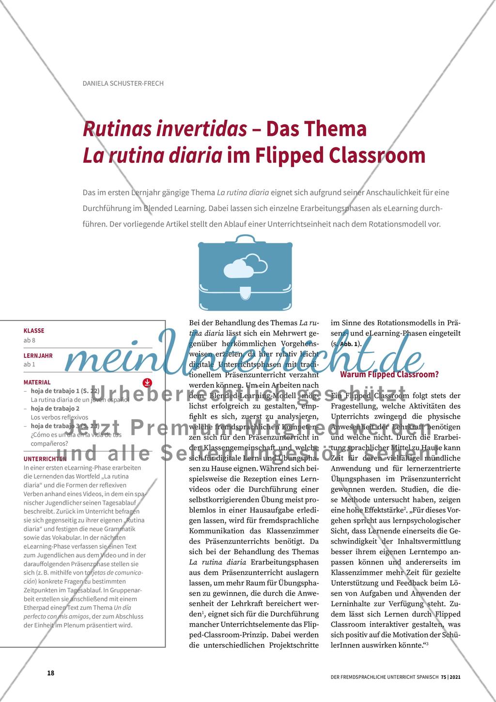 Rutinas invertidas - Das Thema La rutina diaria im Flipped Classroom Preview 1