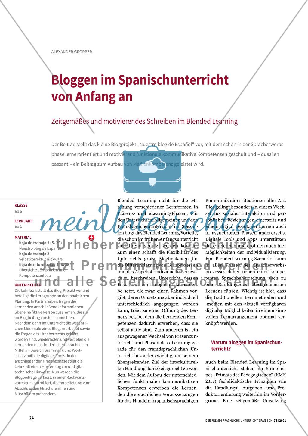Bloggen im Spanischunterricht von Anfang an Preview 1