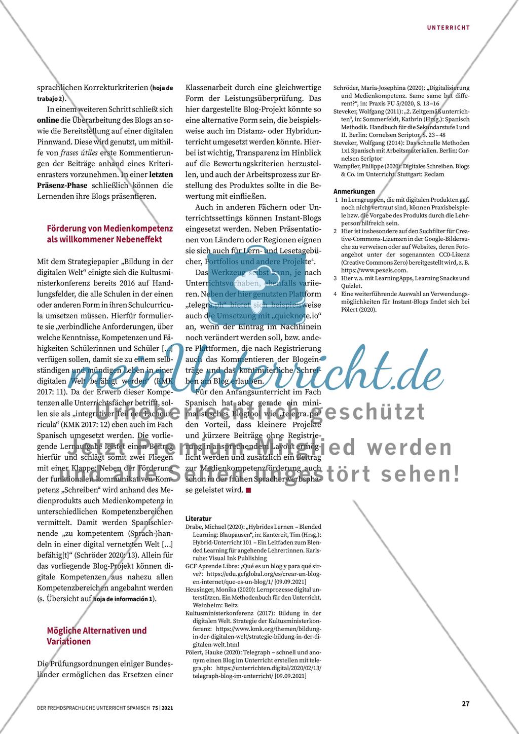 Bloggen im Spanischunterricht von Anfang an Preview 4