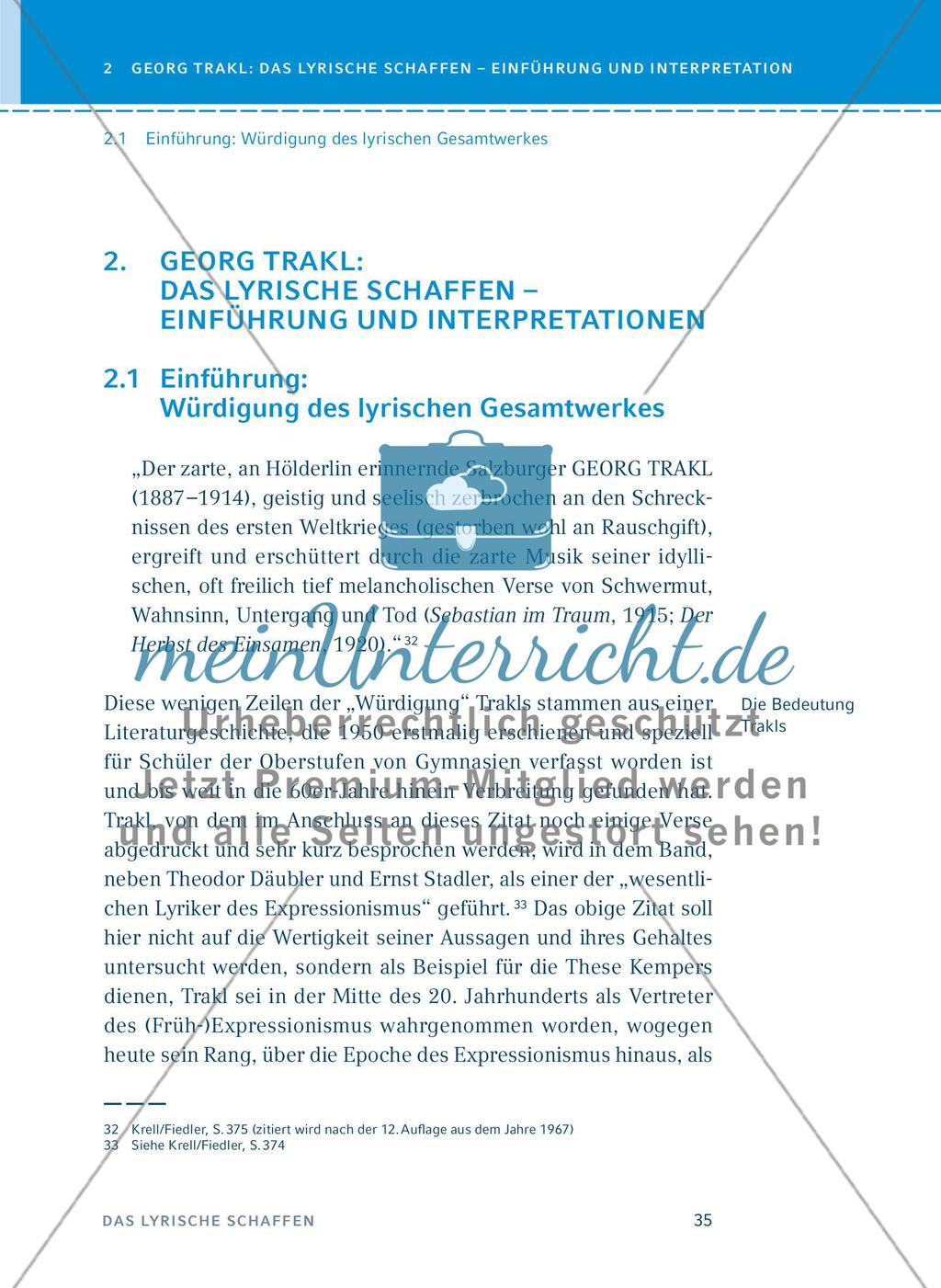 Georg Trakl: Das lyrische Schaffen - Einführung und Interpretationen - Teil 1 Preview 1