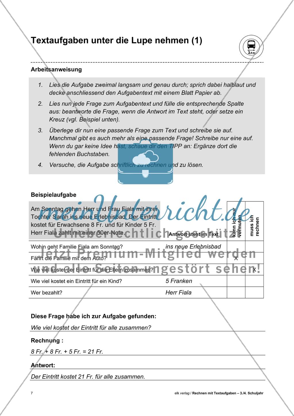 Textaufgaben unter die Lupe nehmen meinUnterricht