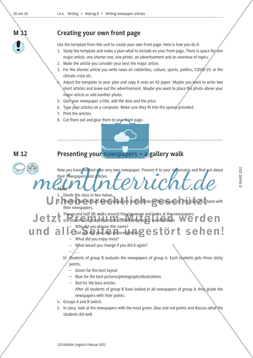How to write newspaper articles: a journalism project – M1-M12 Preview 12