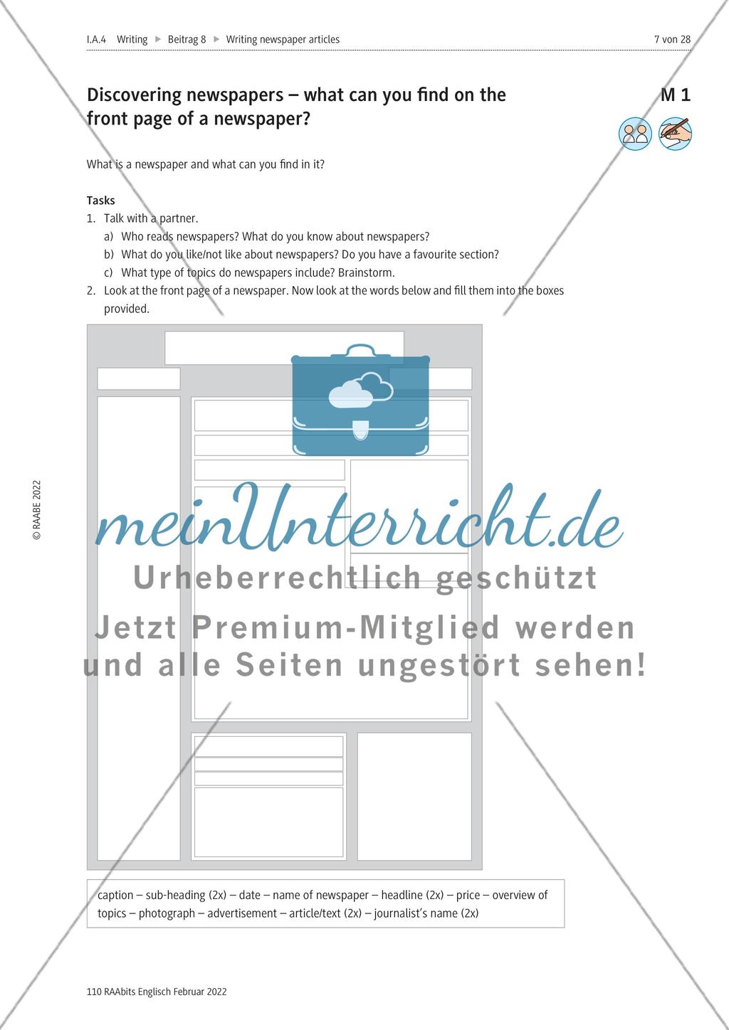 How to write newspaper articles: a journalism project – M1-M12 Preview 1