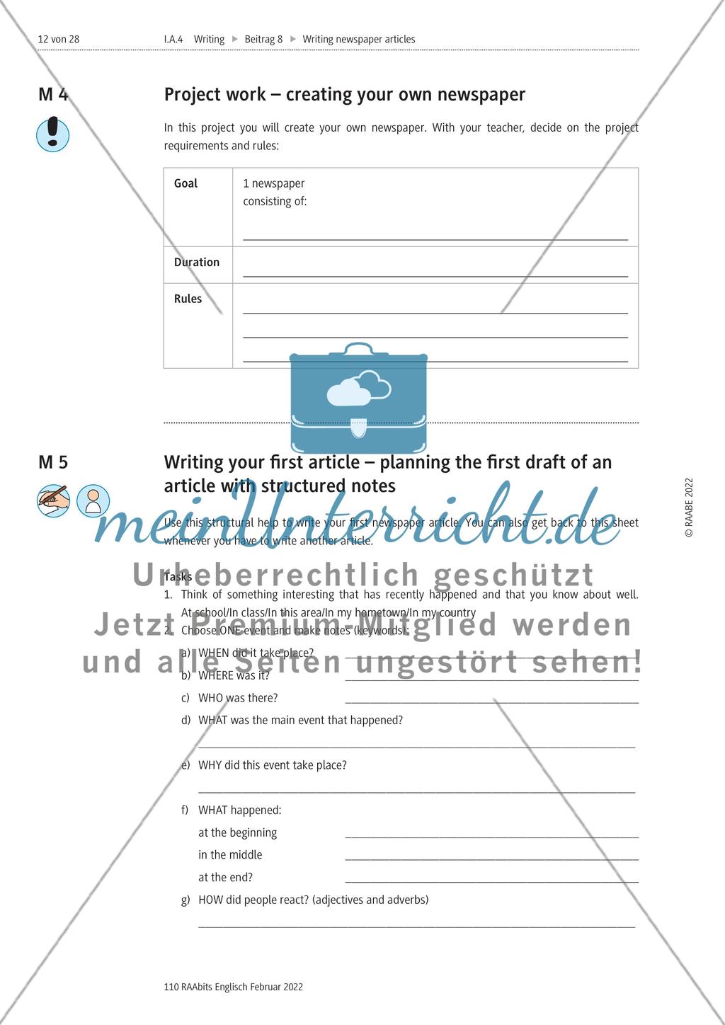 How to write newspaper articles: a journalism project – M1-M12 Preview 6