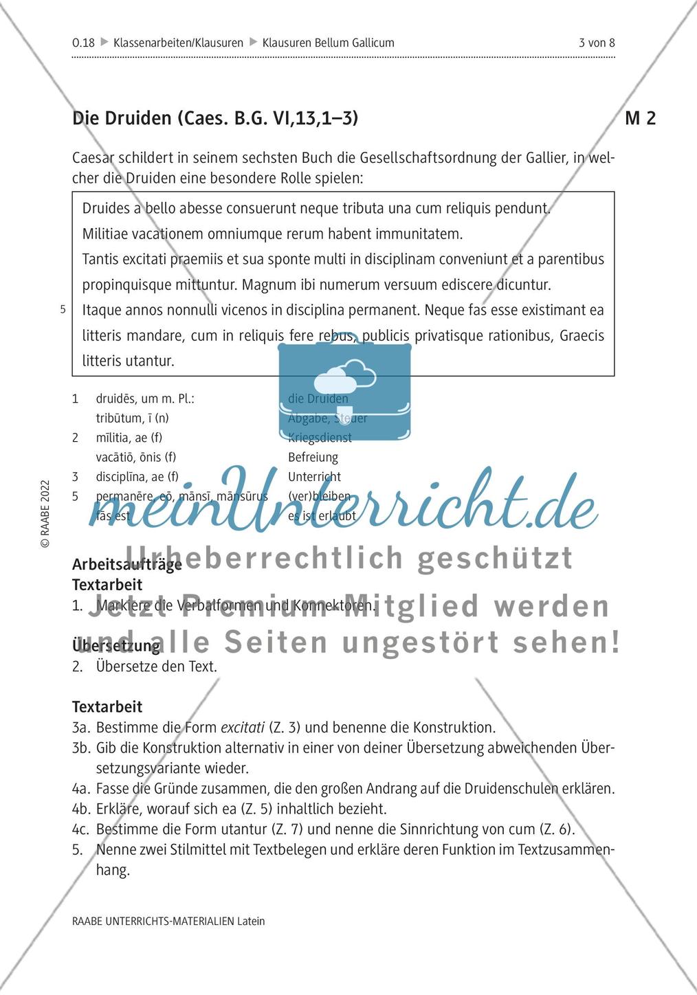 Verschiedene Klausurvorschläge zu Caesars Bellum Gallicum Preview 2