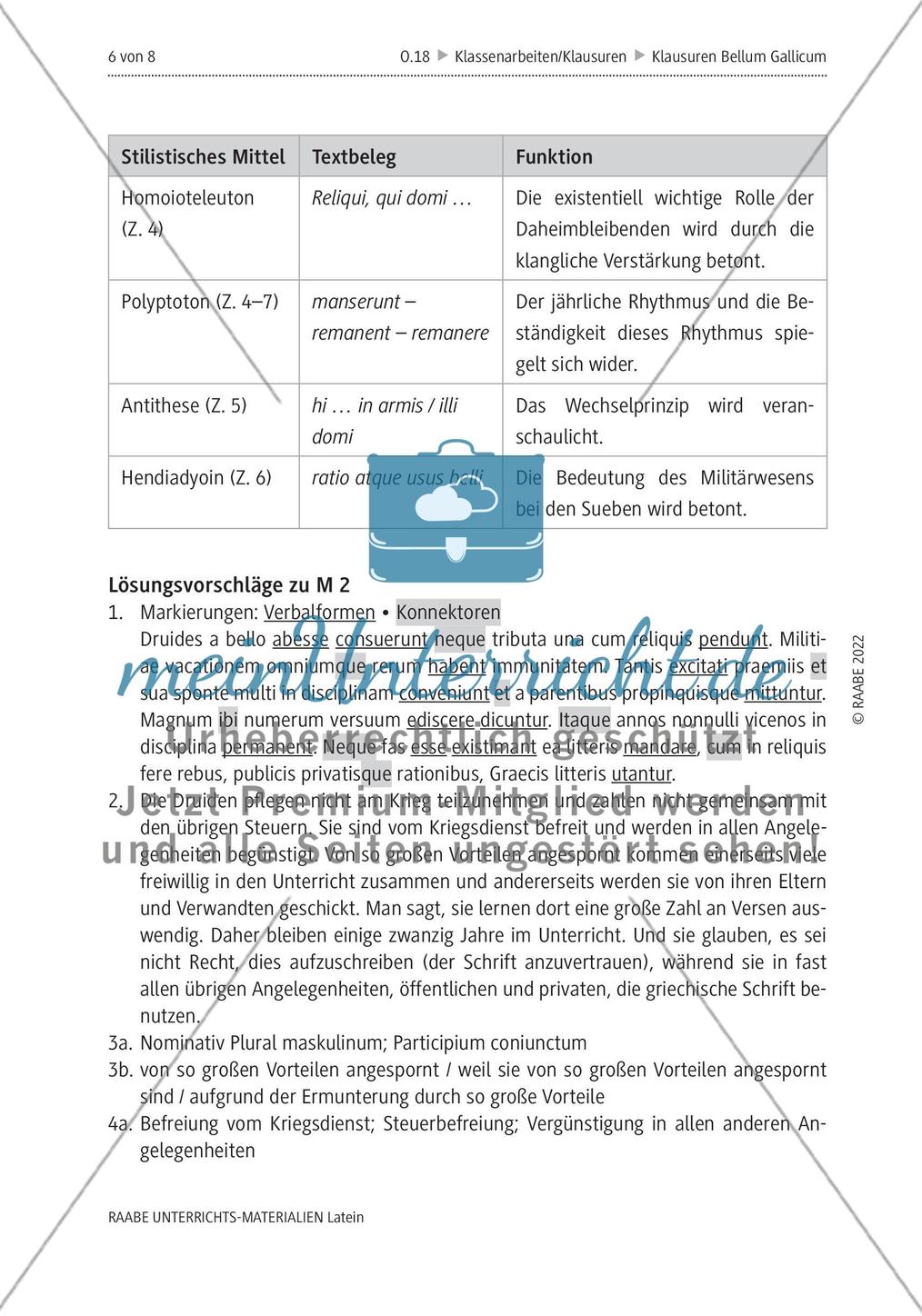 Verschiedene Klausurvorschläge zu Caesars Bellum Gallicum Preview 5