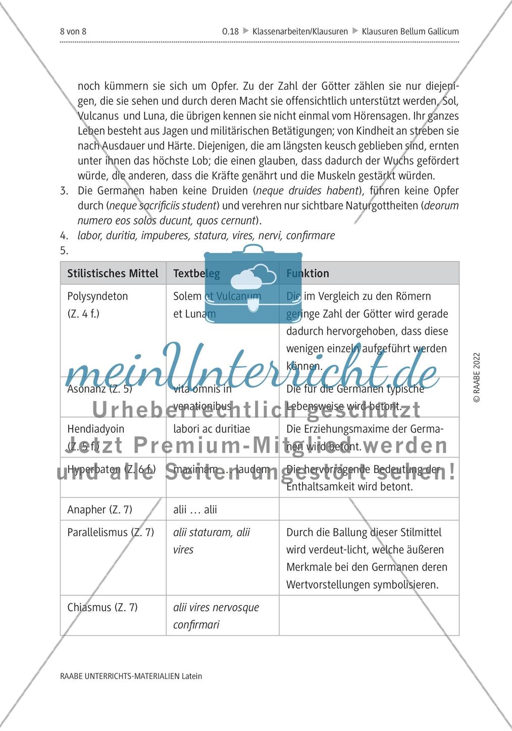 Verschiedene Klausurvorschläge zu Caesars Bellum Gallicum Preview 7