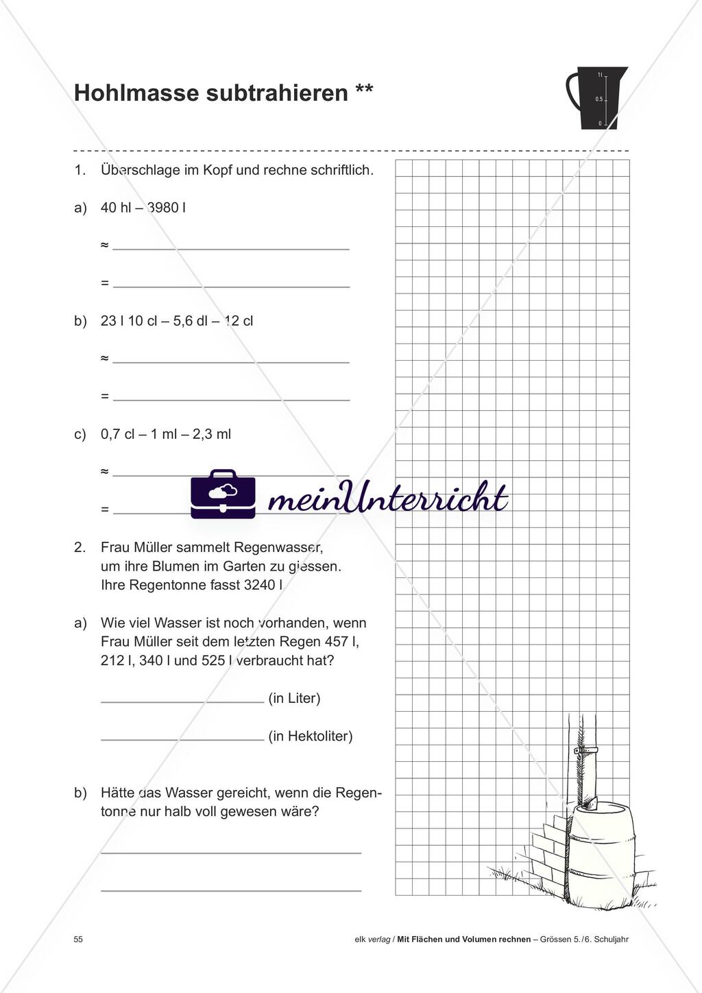 Volumen: Raum- und Hohlmasse - Teil 3 - meinUnterricht