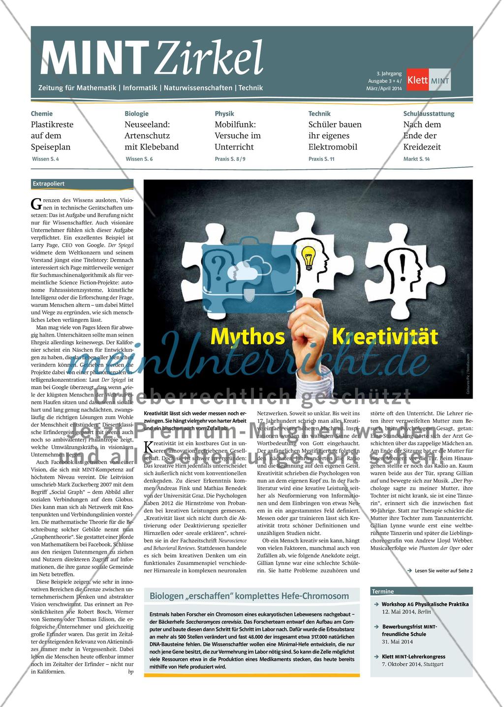 MINT Zirkel - Ausgabe 02, März/April 2014 Preview 1
