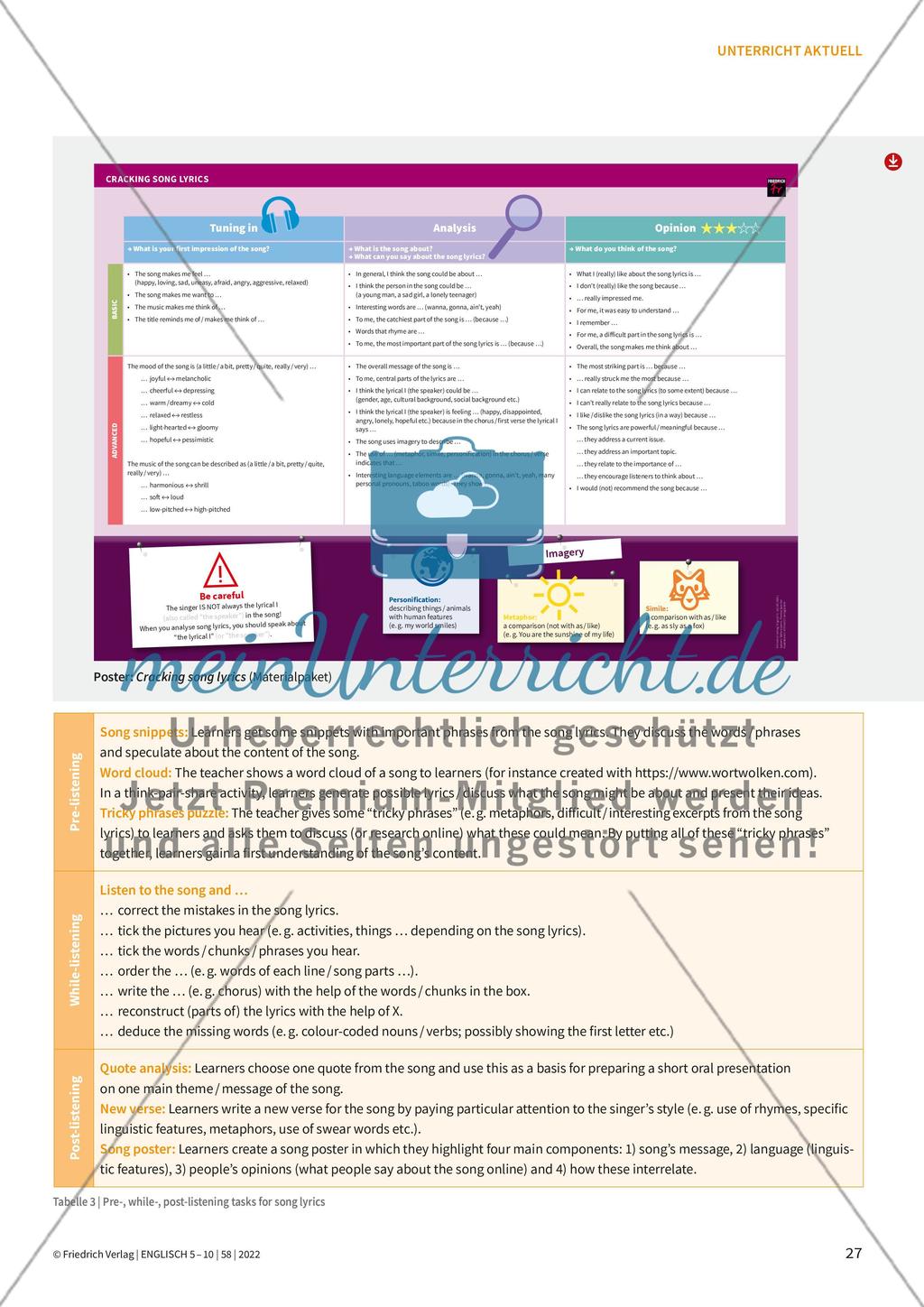 Song lyrics im Englischunterricht Preview 4