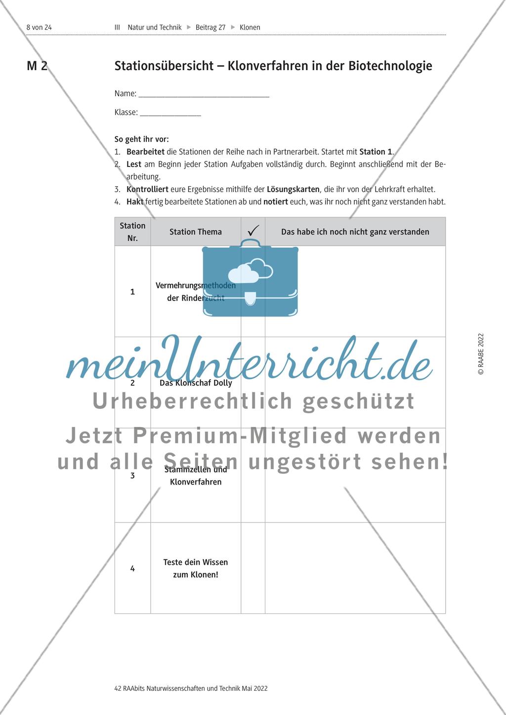 Klonverfahren in der Biotechnologie - M1-M9 Preview 2