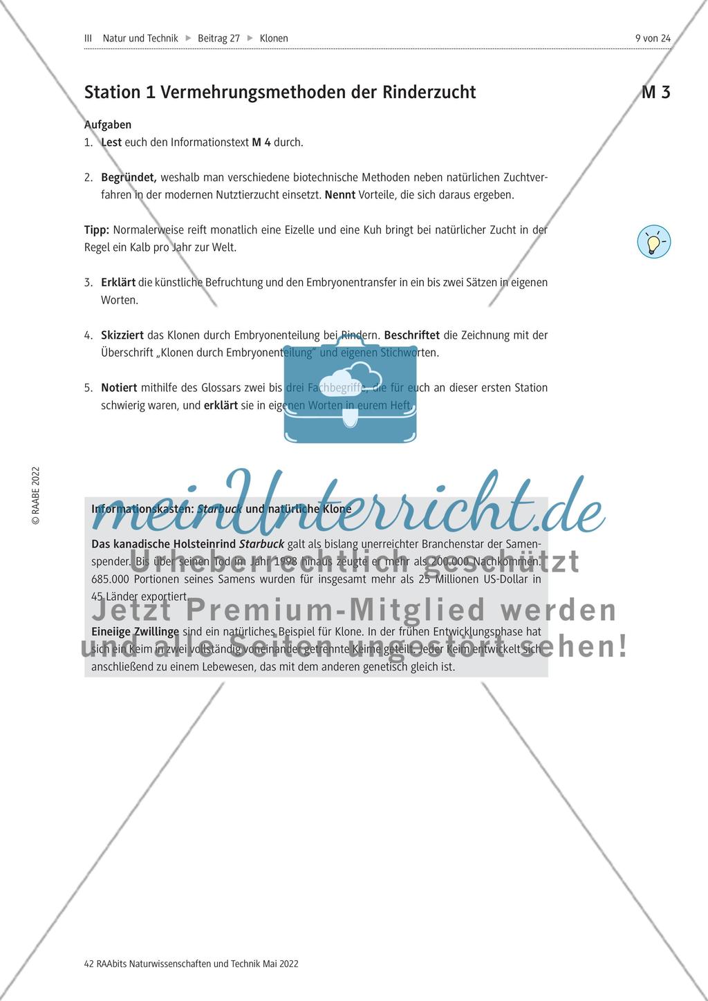 Klonverfahren in der Biotechnologie - M1-M9 Preview 3