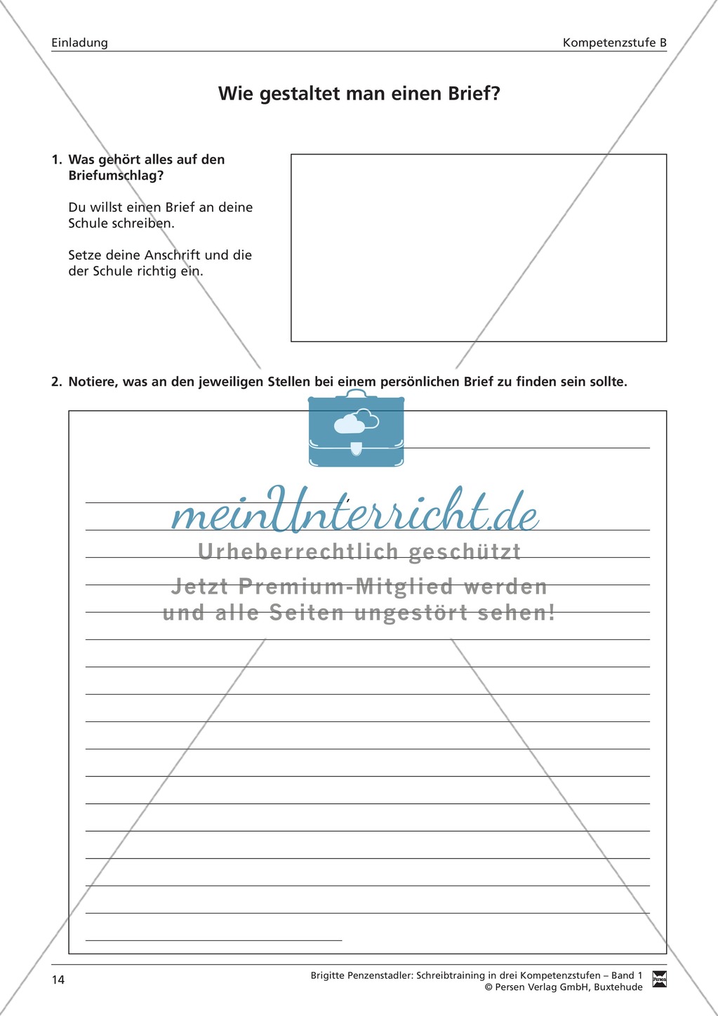 Schreibtraining Kompetenzstufe B: Einladung: Arbeitsblätter mit Lösungen Preview 1