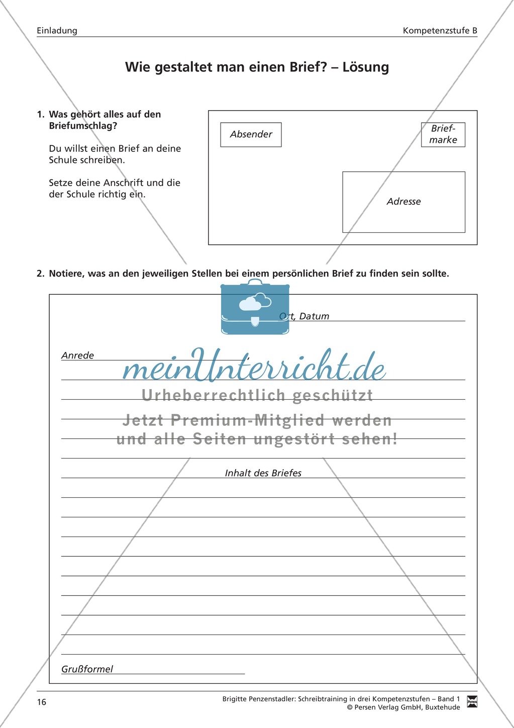 Schreibtraining Kompetenzstufe B: Einladung: Arbeitsblätter mit Lösungen Preview 3